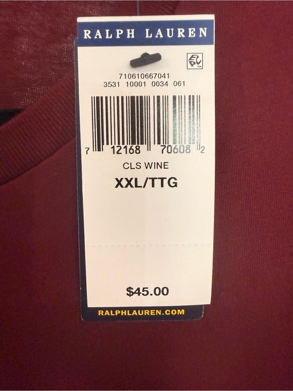 Polo by Ralph Lauren Men's Short Sleeve Tee in Burgundy - Picture 3 of 4